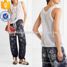 Lace-paneled Open-knit Cotton Top Manufacture Wholesale Fashion Women Apparel (TA4114B)